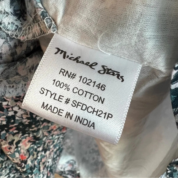 Michael Stars Jude Floral Smocked A Line Mini Dress Blue Pink Small NWT Spring - Picture 7 of 9